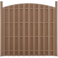 neu.holz 3 Pièces de Clôture Barrière Brise Vue Brise Vent Bois Composite WPC Demi-cercle Arrondi Brun 185 x 562 cm