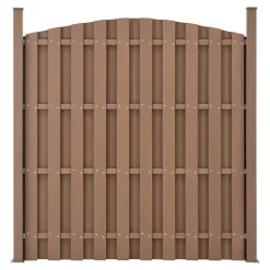 neu.holz 3 Pièces de Clôture Barrière Brise Vue Brise Vent Bois Composite WPC Demi-cercle Arrondi Brun 185 x 562 cm
