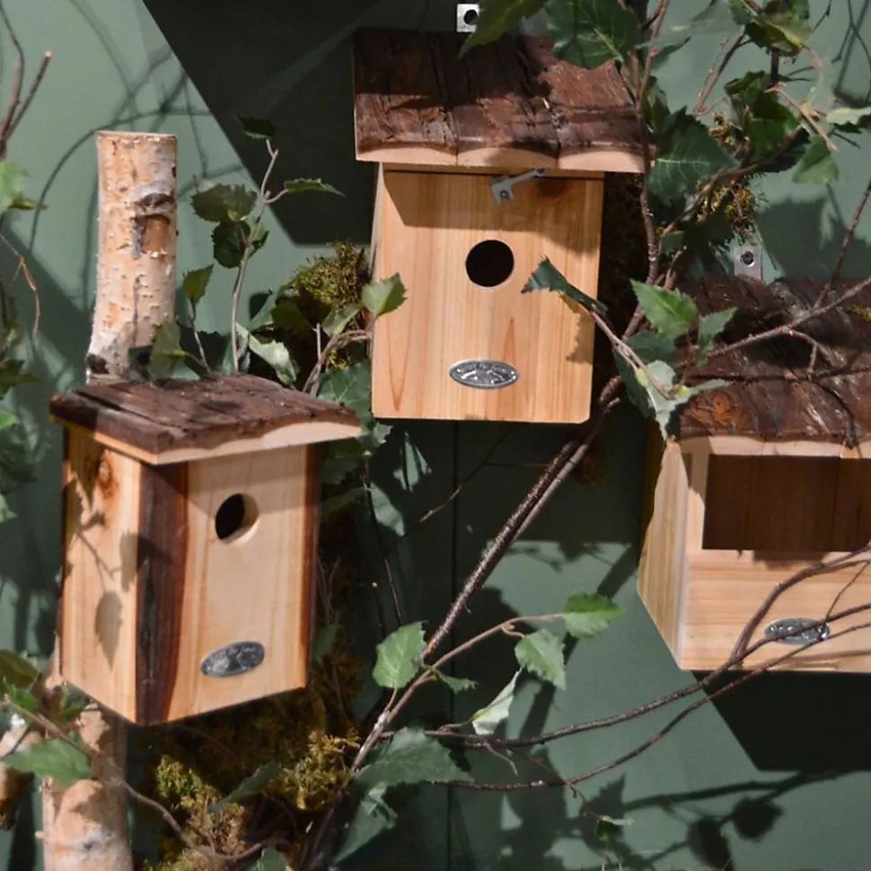 Nichoir pour oiseaux avec toît en écorce Rouge gorge