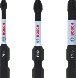 Pack 3 embouts de vissage Bosch IMPACT Phillips 1/4" hex 50 mm, S2 traité thermiquement