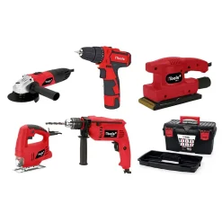 Pack 5 outils Meuleuse 500W Perceuse 500W Visseuse 12V Scie sauteuse 350W Ponceuse 135W + Boite à outils 18' ITOOLS