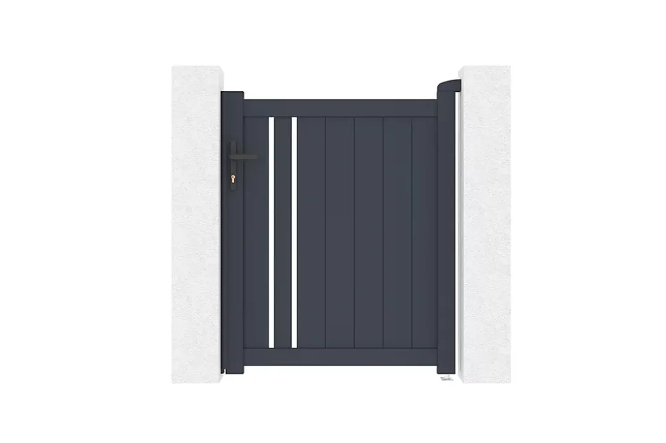 Pack portail battant 3x1,2m GIONA + Portillon GIONA H.1,2m gris