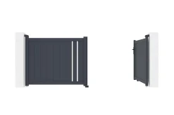 Pack portail battant 3x1,2m GIONA + Portillon GIONA H.1,2m gris
