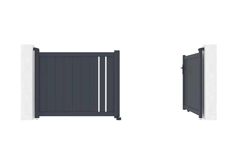Pack portail battant 3x1,2m GIONA + Portillon GIONA H.1,2m gris