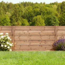 Panneau droit de clôture Arve 2 en bois traité marron ép.30 mm L. 180 x H.90 cm