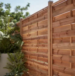 Panneau droit de clôture Darling en bois traité marron ép.40 mm L. 180 x H.180 cm