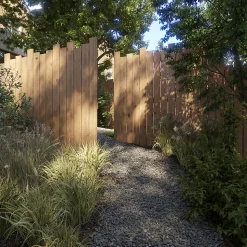 Panneau déstructuré de clôture Kauri en bois traité marron L. 180 x H.180 cm