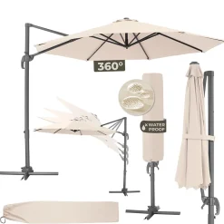 Parasol 300 cm Mécanisme facile à manipuler avec pédale de pied