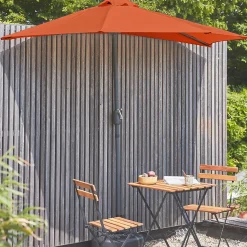 Parasol balcon 228 x 205 toile en polyester forme en d mat en aluminium