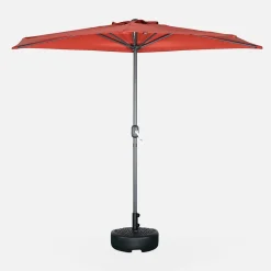 Parasol balcon 228 x 205 toile en polyester forme en d mat en aluminium