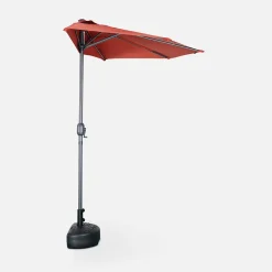 Parasol balcon 228 x 205 toile en polyester forme en d mat en aluminium