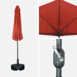 Parasol balcon 228 x 205 toile en polyester forme en d mat en aluminium