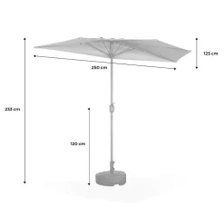 Parasol balcon 228 x 205 toile en polyester forme en d mat en aluminium
