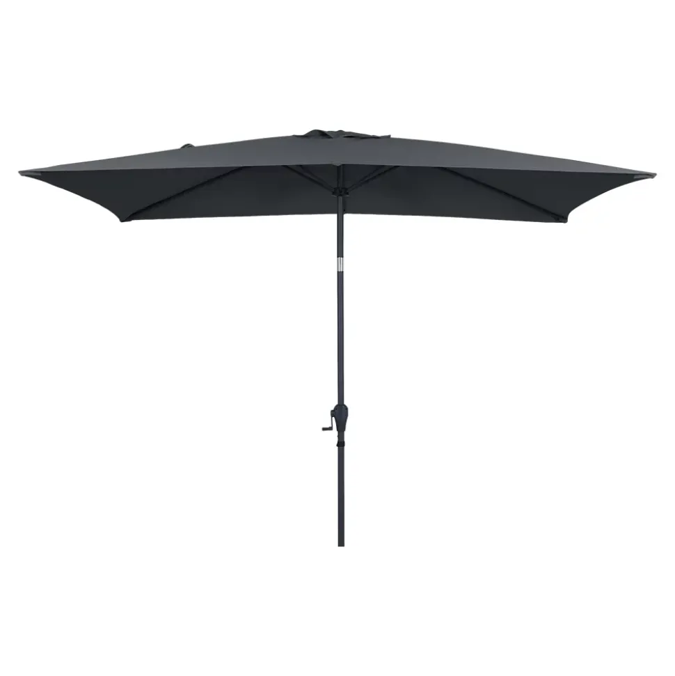 Parasol centré droit rectangulaire ouverture manivelle gris foncé L.3m x H.2m GoodHome Kasane