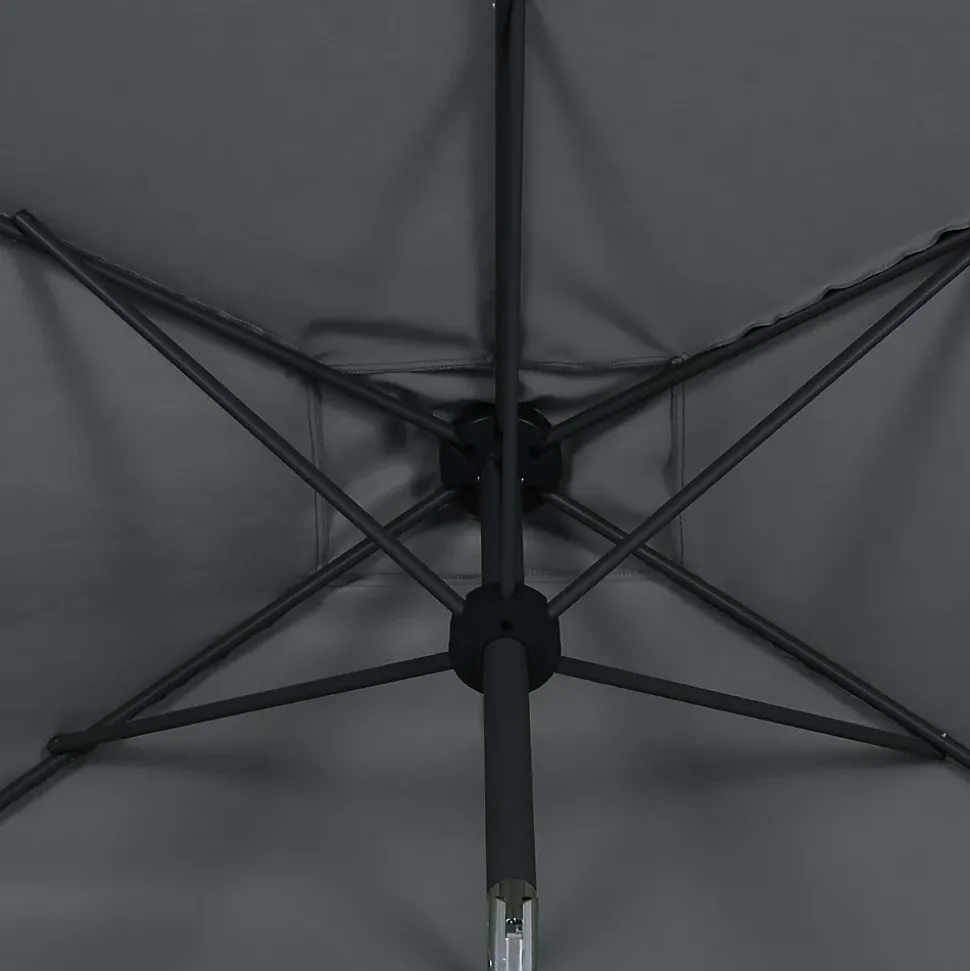 Parasol centré droit rectangulaire ouverture manivelle gris foncé L.3m x H.2m GoodHome Kasane