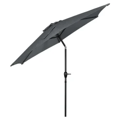 Parasol centré inclinable en rond ouverture manivelle toile anthracite GoodHome Kasane