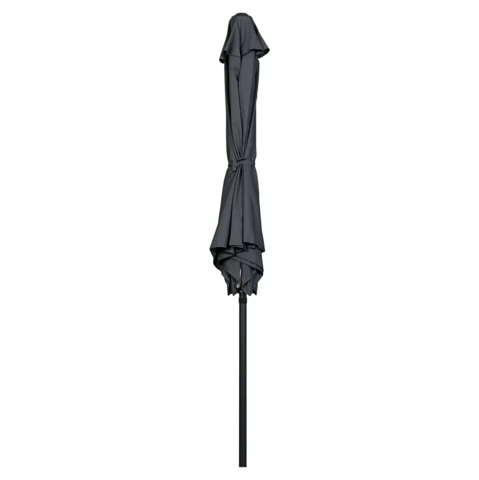 Parasol centré inclinable en rond ouverture manivelle toile anthracite GoodHome Kasane