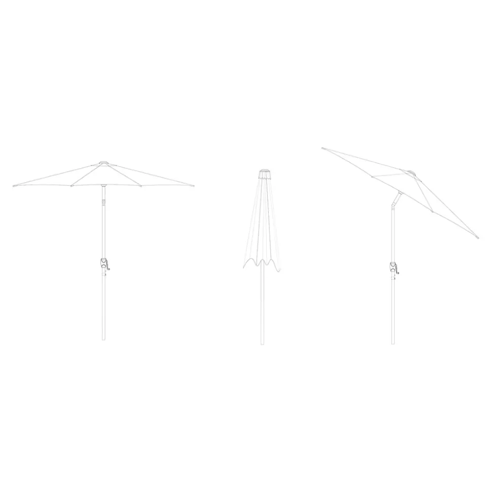 Parasol centré inclinable en rond ouverture manivelle toile anthracite GoodHome Kasane