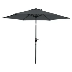 Parasol centré inclinable en rond ouverture manivelle toile anthracite GoodHome Kasane