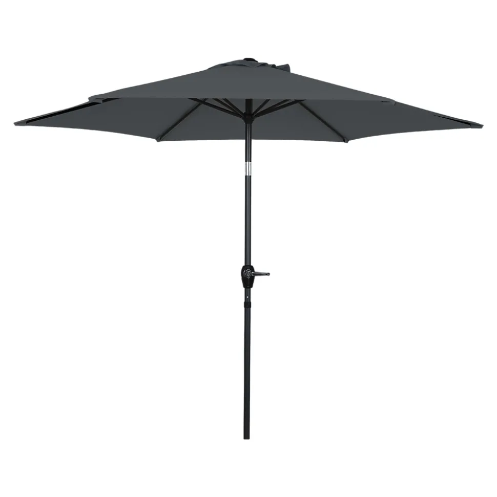 Parasol centré inclinable en rond ouverture manivelle toile anthracite GoodHome Kasane