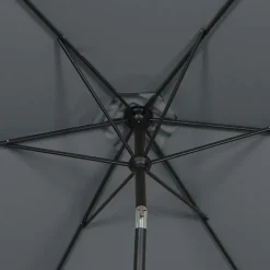 Parasol centré inclinable en rond ouverture manivelle toile anthracite GoodHome Kasane