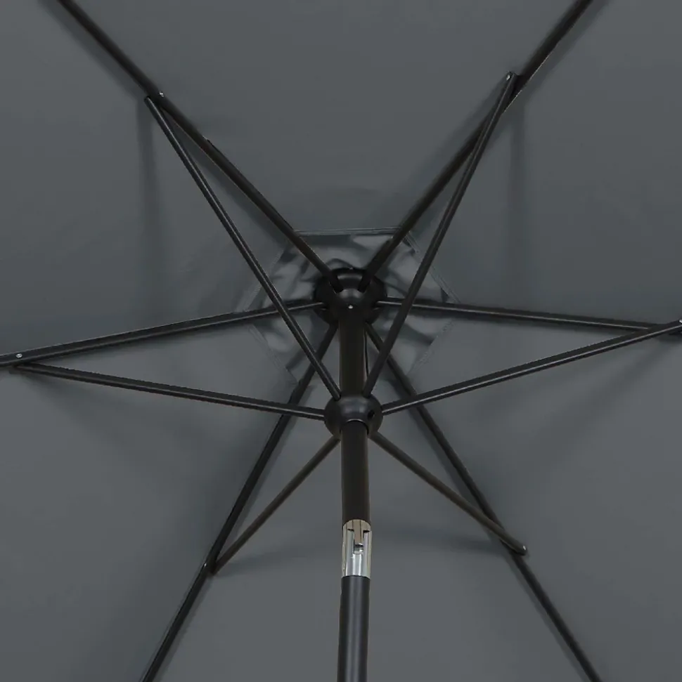 Parasol centré inclinable en rond ouverture manivelle toile anthracite GoodHome Kasane