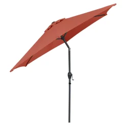 Parasol centré inclinable rond ouverture manivelle toile terracotta GoodHome Kasane