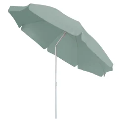 Parasol centré inclinable rond ouverture pression vert d'eau L.1,8m x H.1,9m GoodHome Curacao