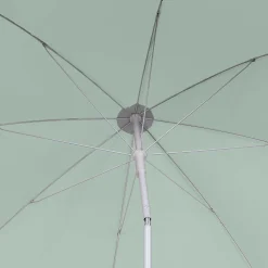Parasol centré inclinable rond ouverture pression vert d'eau L.1,8m x H.1,9m GoodHome Curacao