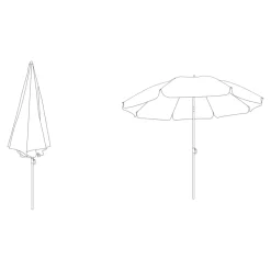 Parasol centré inclinable rond ouverture pression vert d'eau L.1,8m x H.1,9m GoodHome Curacao