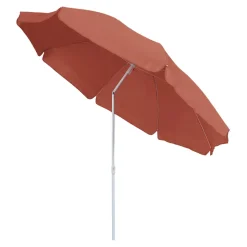Parasol centré inclinable rond ouverture pression terracotta L.1,8m x H.1,9m GoodHome Curacao