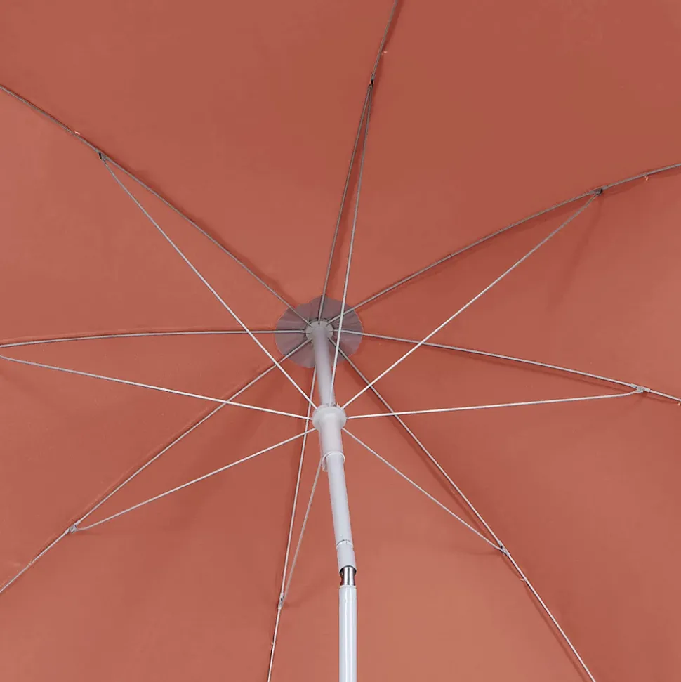 Parasol centré inclinable rond ouverture pression terracotta L.1,8m x H.1,9m GoodHome Curacao