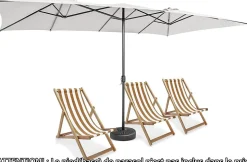 Parasol de Jardin Double XXL avec 10 Baleines pour Terrasse Marché Fête Plage Beige