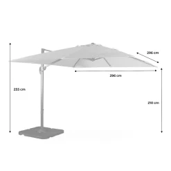 Parasol déporté carré 3x3m haut de gamme - Falgos - gris - Parasol excentré inclinable. rabattable et rotatif à 360.