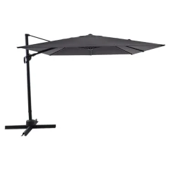 Parasol déporté inclinable carré ouverture manivelle anthracite 3 x 3m GoodHome Corby