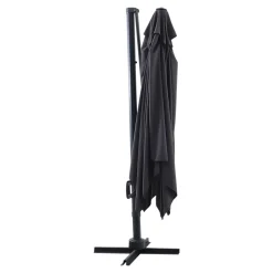 Parasol déporté inclinable carré ouverture manivelle anthracite 3 x 3m GoodHome Corby