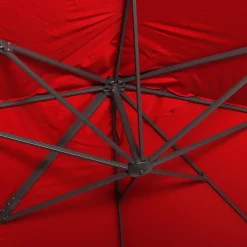 Parasol déporté rectangulaire 3x4m + dalles à lester 50x50cm rouge - Wimereux + Fixeo
