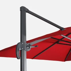 Parasol déporté rectangulaire 3x4m + dalles à lester 50x50cm rouge - Wimereux + Fixeo