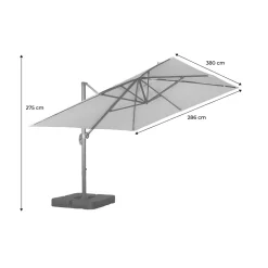 Parasol déporté rectangulaire 3x4m + dalles à lester 50x50cm rouge - Wimereux + Fixeo
