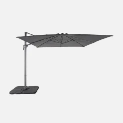 Parasol déporté rectangulaire 3x4m Antibes gris parasol déporté. inclinable. rabattable et rotatif à 360