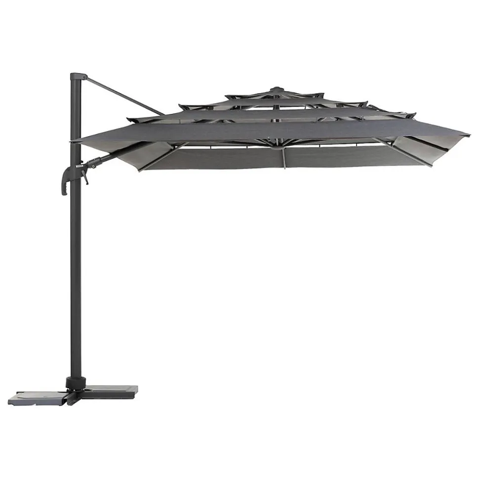 Parasol déporté rectangulaire multi-toile Melhia anthracite 4 x 3m - Hespéride