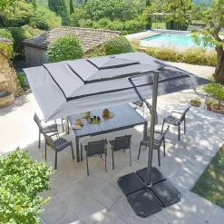 Parasol déporté rectangulaire multi-toile Melhia anthracite 4 x 3m - Hespéride