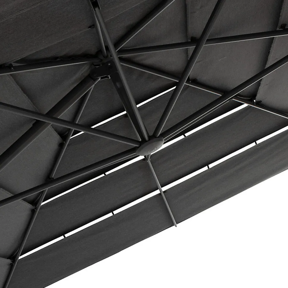 Parasol déporté rectangulaire multi-toile Melhia anthracite 4 x 3m - Hespéride