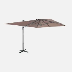 Parasol déporté rectangulaire 3x4m Antibes taupe parasol déporté. inclinable. rabattable et rotatif à 360