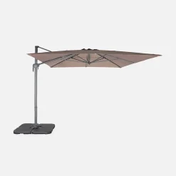 Parasol déporté rectangulaire 3x4m Antibes taupe parasol déporté. inclinable. rabattable et rotatif à 360