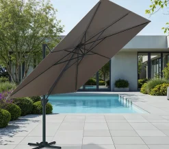 Parasol déporté 3x3m en aluminium - coloris Anthracite