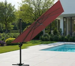 Parasol déporté 3x3m en aluminium - coloris Bordeaux