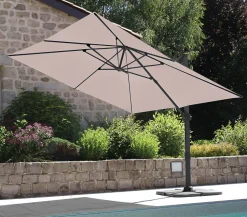 Parasol déporté 4x3m en aluminium colorislin saphir - ozalide