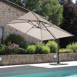 Parasol déporté 4x3m en aluminium colorislin saphir - ozalide