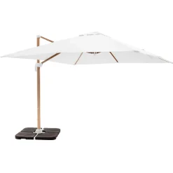 Parasol déporté 3x3m et 4 dalles à remplir effet bois blanc Oviala